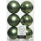 Decoris Shatterproof Baubles Box of 6 Pieces 8cm - Moss Green